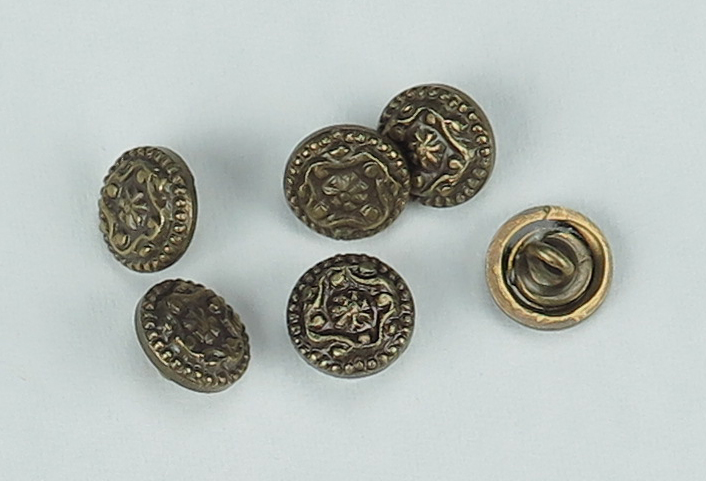 Button, ant. brass, 8 mm, per 5 pcs